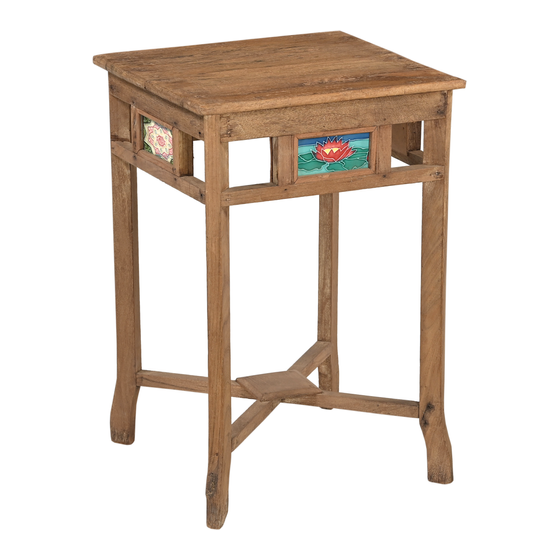Side table wood with tiles 45x47x70