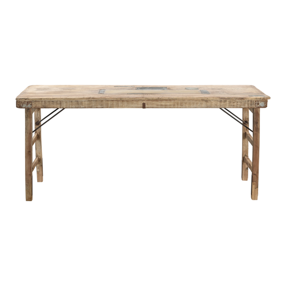 Market table wood bleached sideview