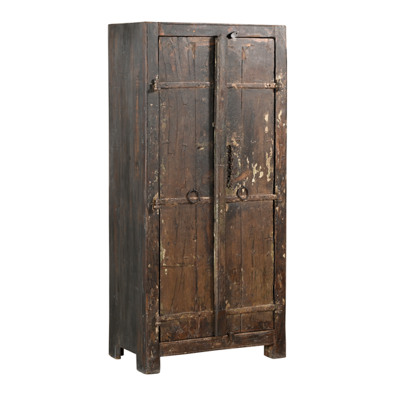 Cabinet wood with iron details brown 2drs 84x41x174