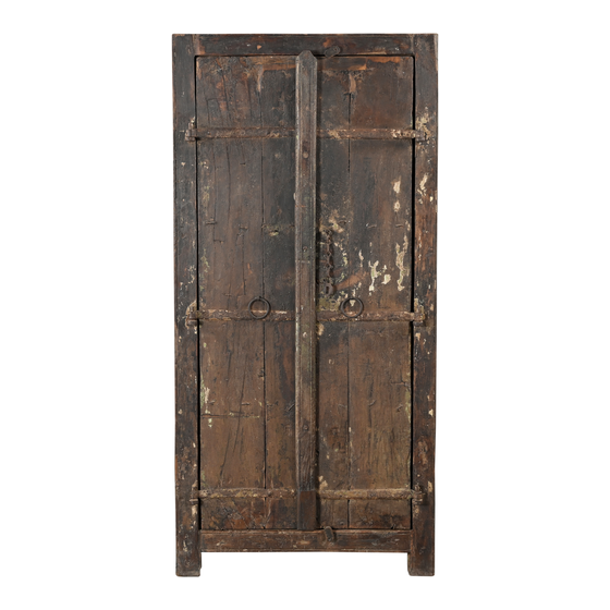 Cabinet wood with iron details brown 2drs 84x41x174 sideview