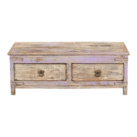 Chest of drawers wood purple 2drwrs sideview