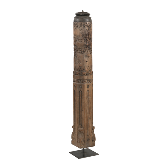 Lamp base pillar wood carved 20x20x130