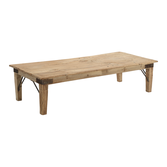 Coffee table wood with iron details 183x77x45