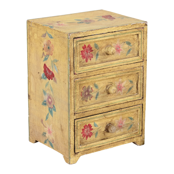 Chest of drawers wood yellow with flowers