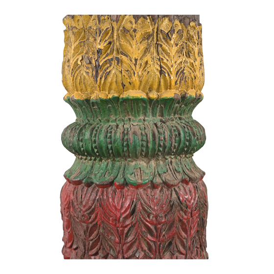 Floor lamp pillar wood carved colored sideview