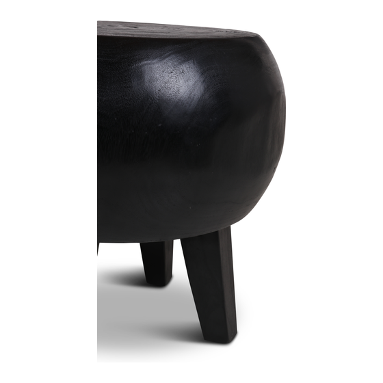 Bijzettafel hout zwart O52 H47 / 4 poten sideview