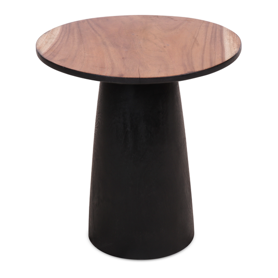 End table black with natural top O50xH52