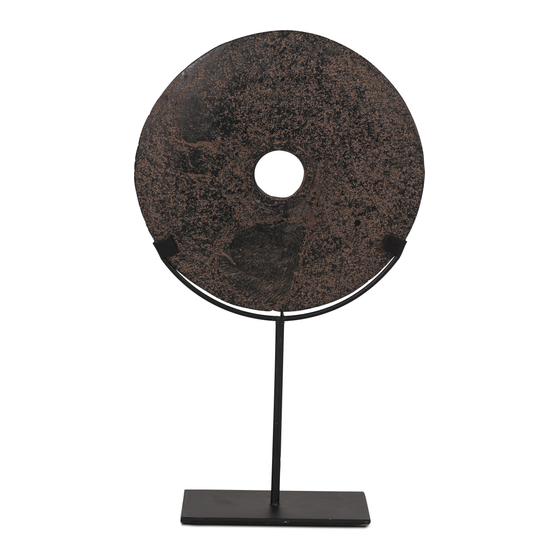 Stone disc on stand black Ø24cm sideview