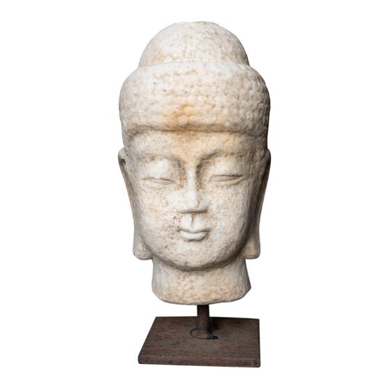 Boeddha head stone shiny 30cm sideview
