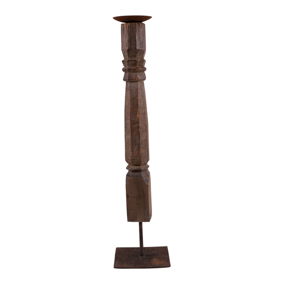 Candle stick wood natural sideview