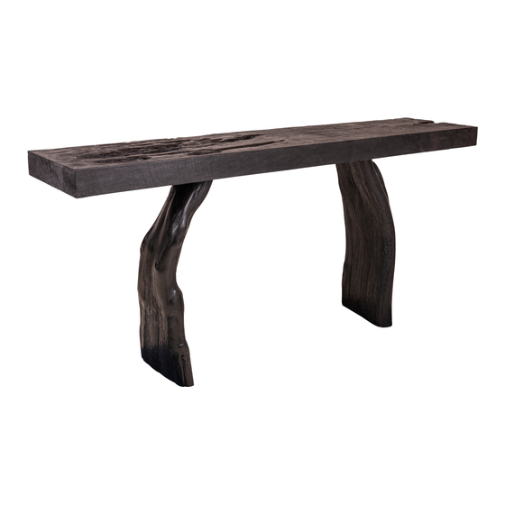 Console table wood black 182x40x88