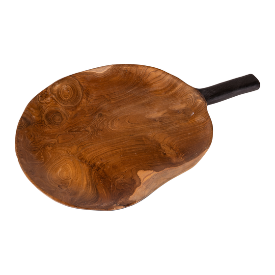 Bowl wood with handle Ø40 cm sideview
