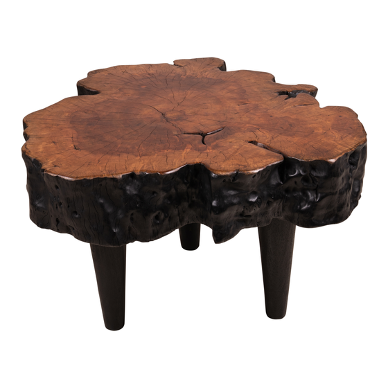 Coffee table lychee black/brown 97x90x45 sideview