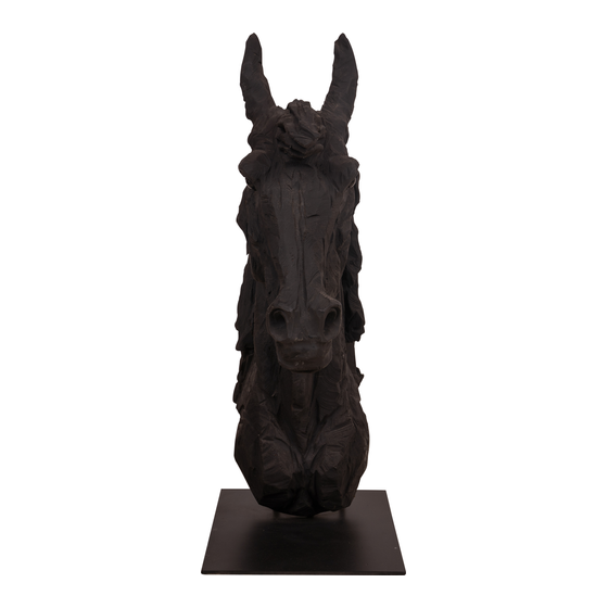 Horse head on stand sideview