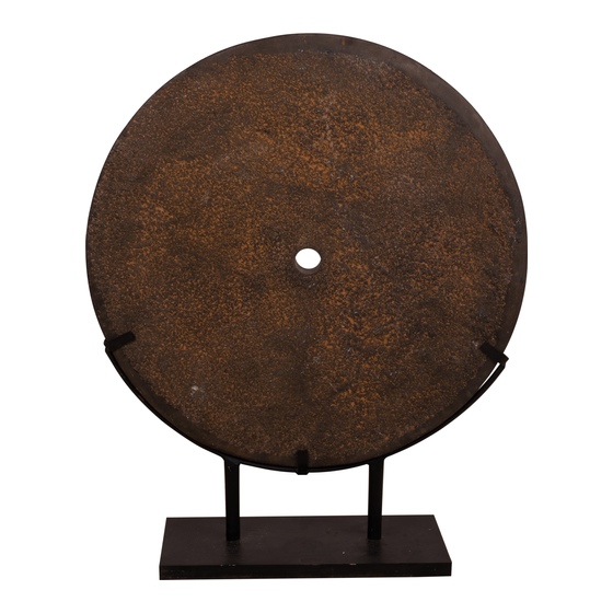 Circle river stone brown on stand Ø90cm sideview