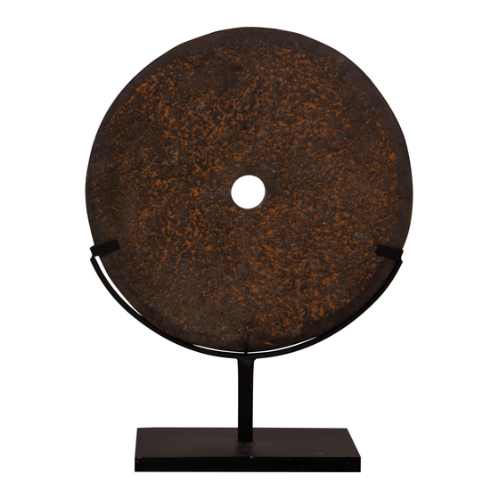Circle river stone brown on stand Ø50cm sideview