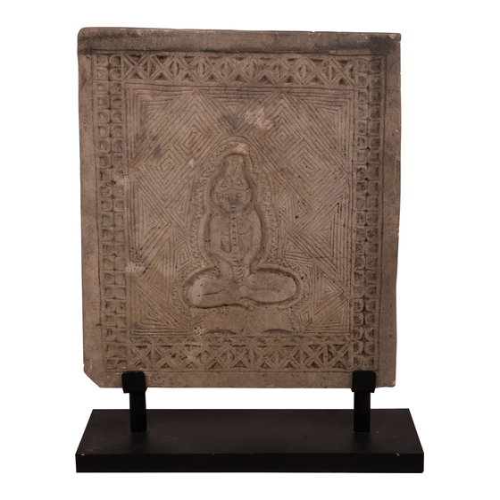 Panel lime stone wise man white on stand sideview