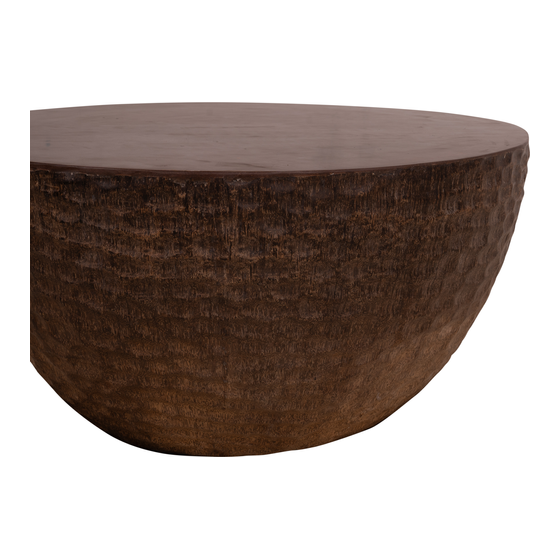 Coffee table coconutwood with metal top brown sideview