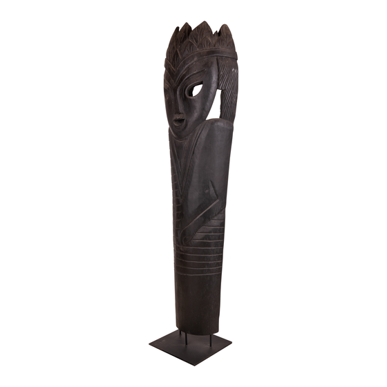 Mask coconut wood on stand black