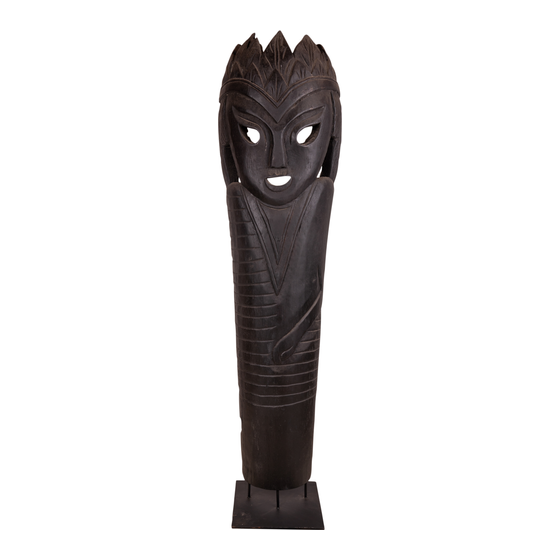 Mask coconut wood on stand black sideview