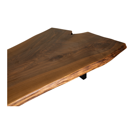 Coffee table walnut with 1 leg 160x75 sideview