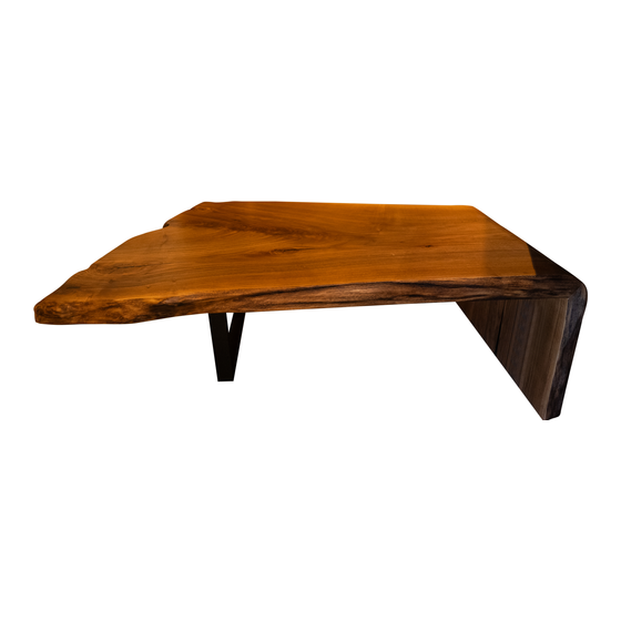 Coffee table walnut with 1 leg 165x85 sideview