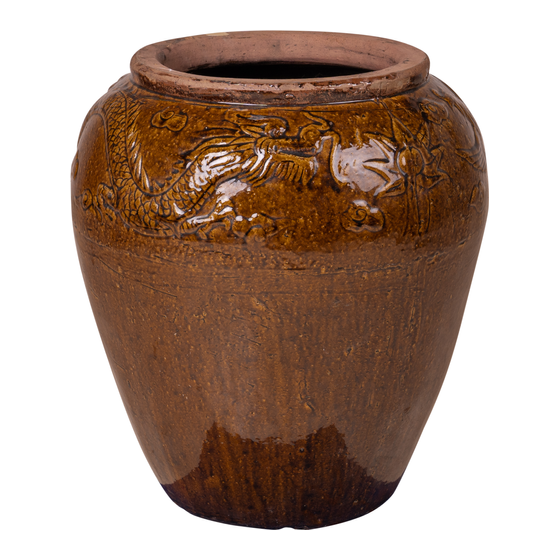 Pot brown with dragon pattern