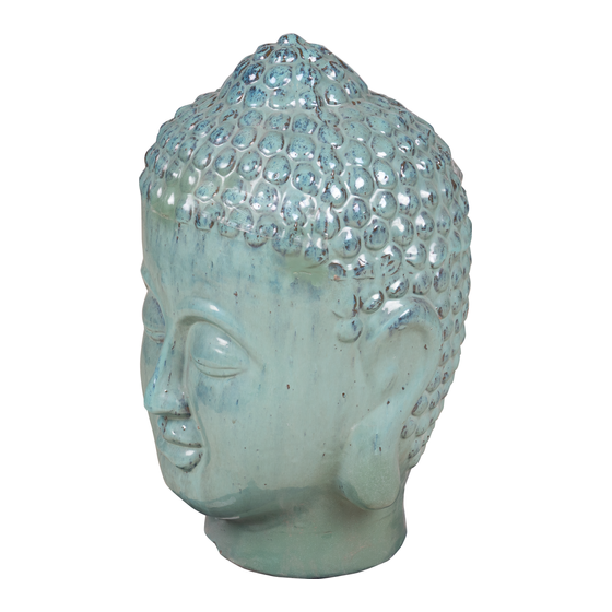 Buddha head ceramic green 44x70 sideview