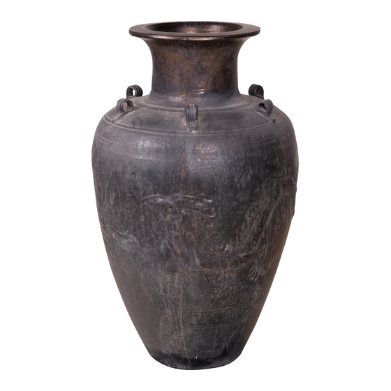 Vase with dragon pattern black/gold Ø60x95 sideview