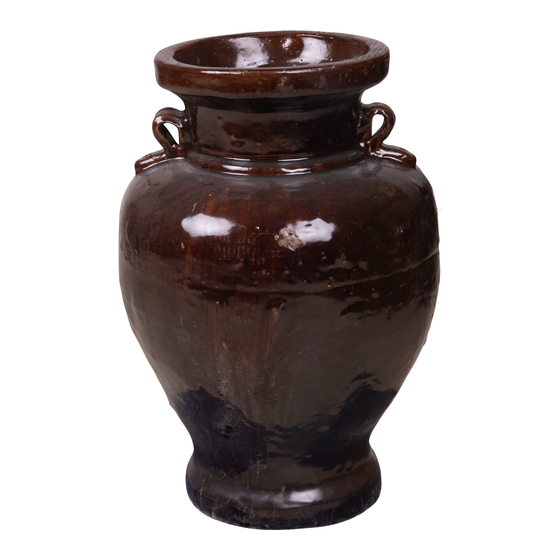 Vase brown with two ears Ø42x62 sideview